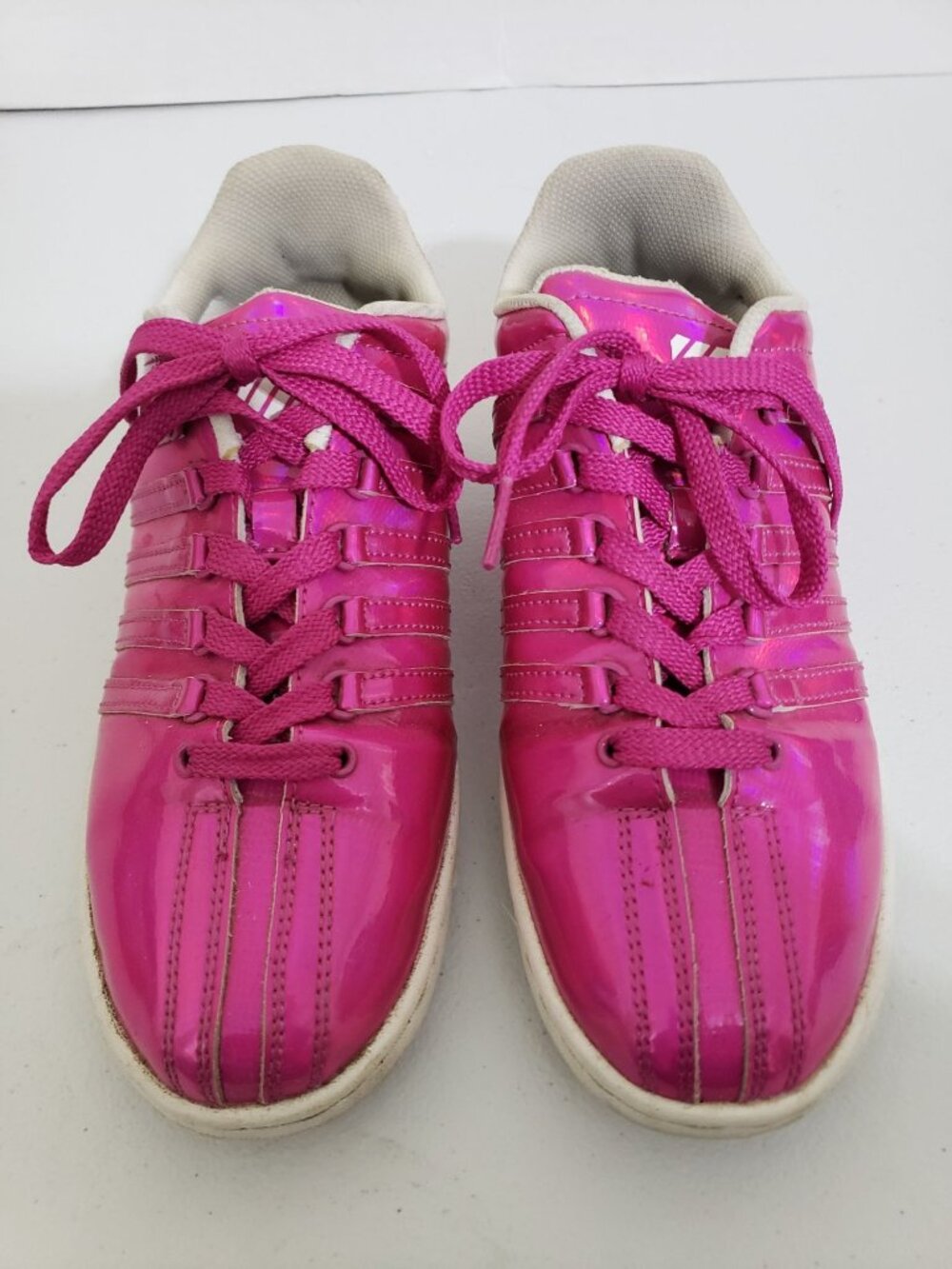 K-Swiss pink iridescent varsity low sneakers shoes, size 6